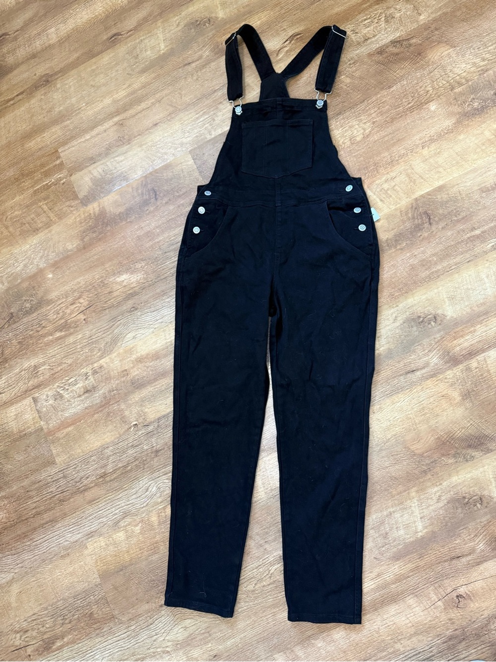 Black Cotton Women's Denim Overalls